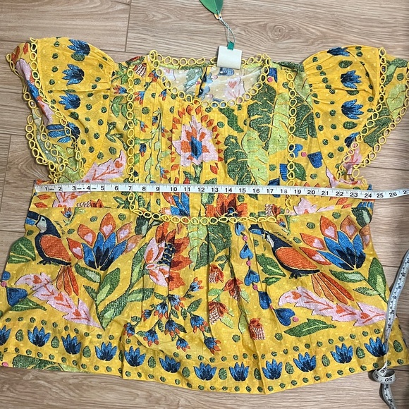 NWT Farm Rio summer garden yellow blouse - Picture 10 of 11